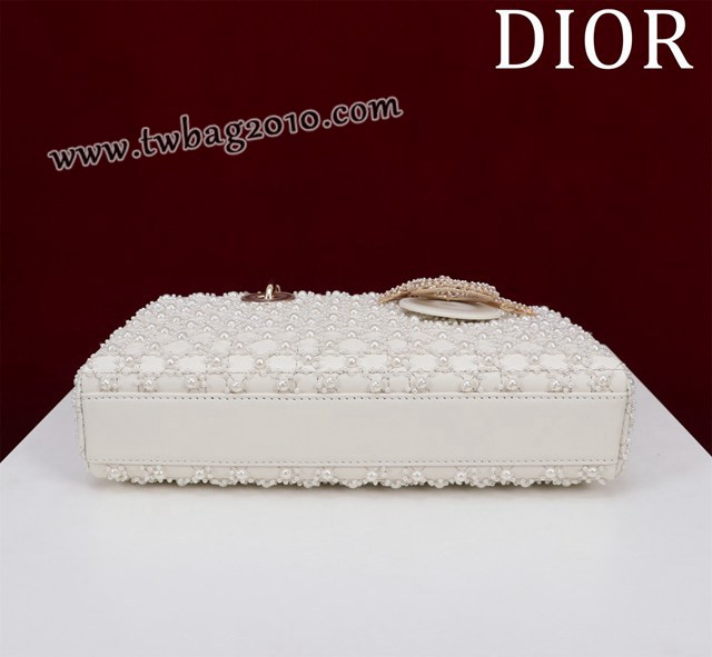Dior专柜新款迪奥高仿原单Lady-Joy刺绣半颗珍珠手提女包 djfk1294